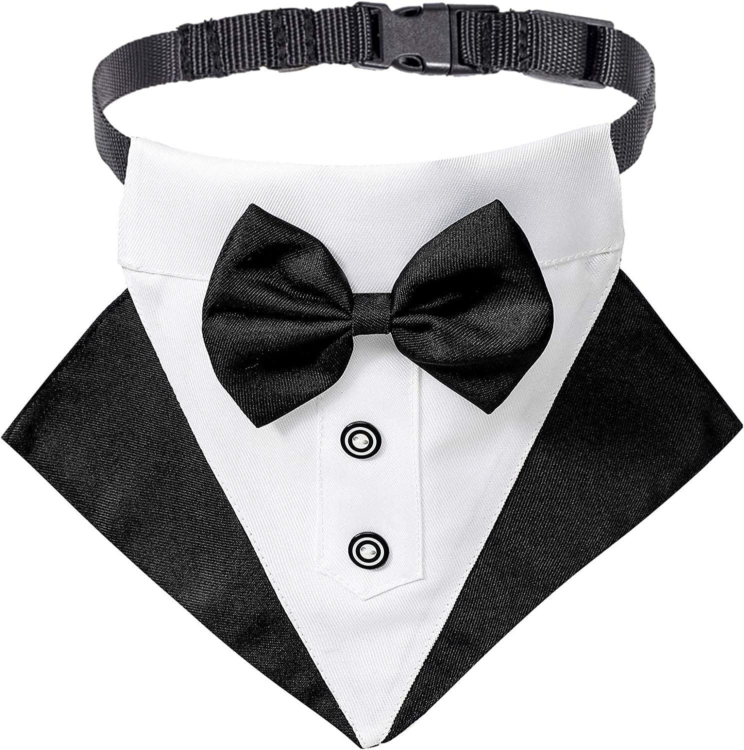 Formal Dog Tuxedo Wedding Bandana Collar with Adjustable Bow Tie for Large Dogs