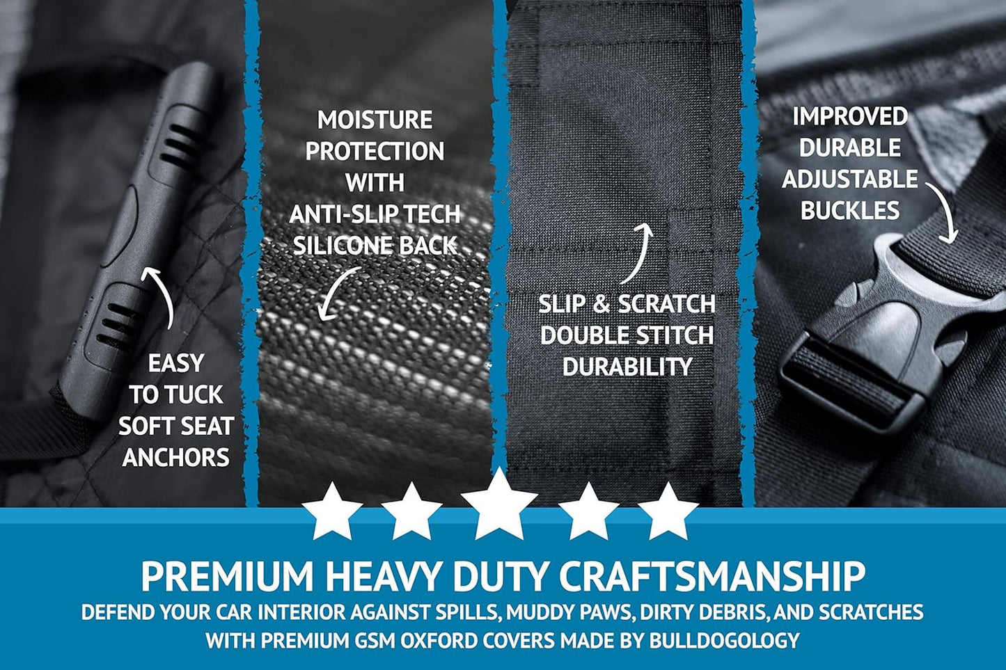Premium Waterproof Dog Car Seat Cover for Back Seat - 58"X56" SUV & Truck Large Pet Seat Protector and Hammock