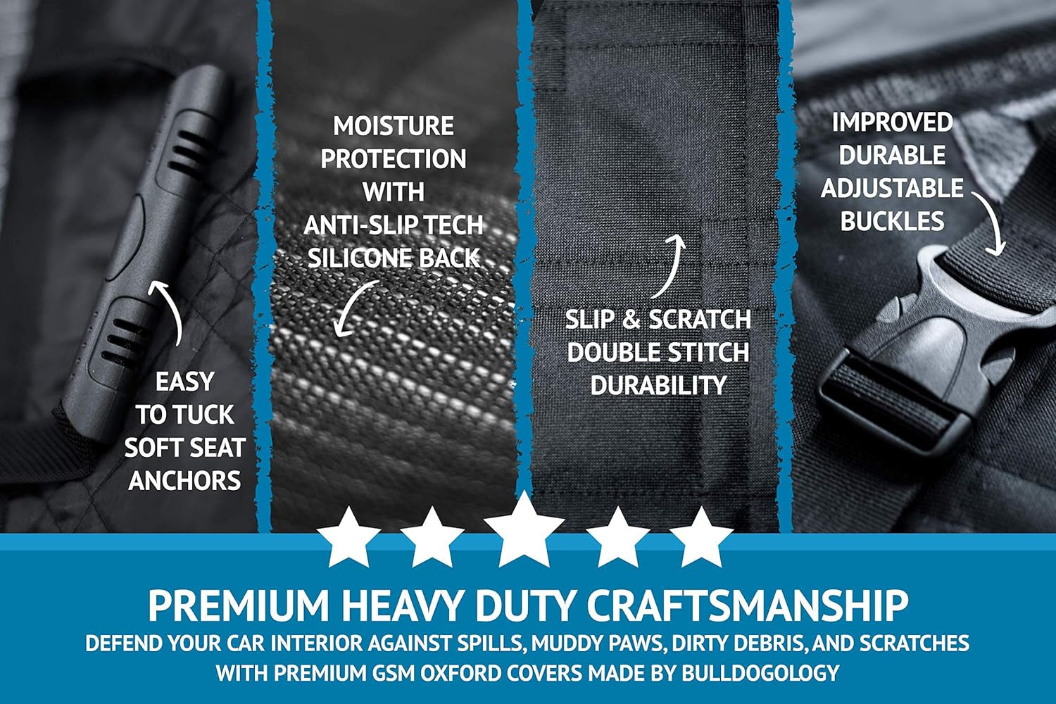 Premium Waterproof Dog Car Seat Cover for Back Seat - 58"X56" SUV & Truck Large Pet Seat Protector and Hammock