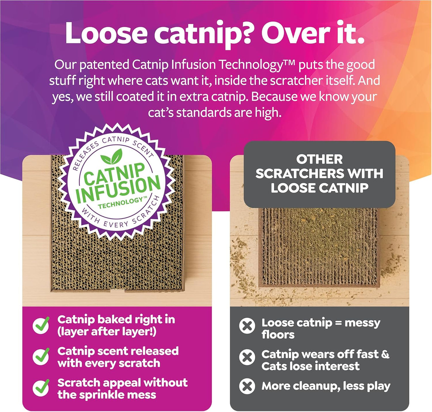 Corrugated Cat Scratcher with Catnip Infusion Technology - Brown, Single Wide