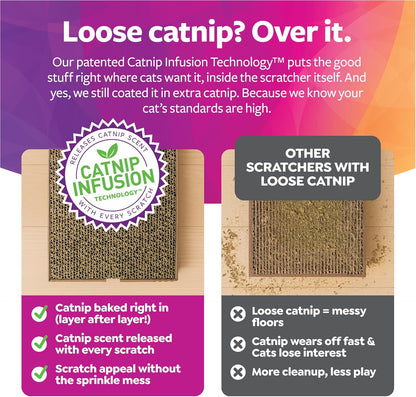 Corrugated Cat Scratcher with Catnip Infusion Technology - Brown, Single Wide