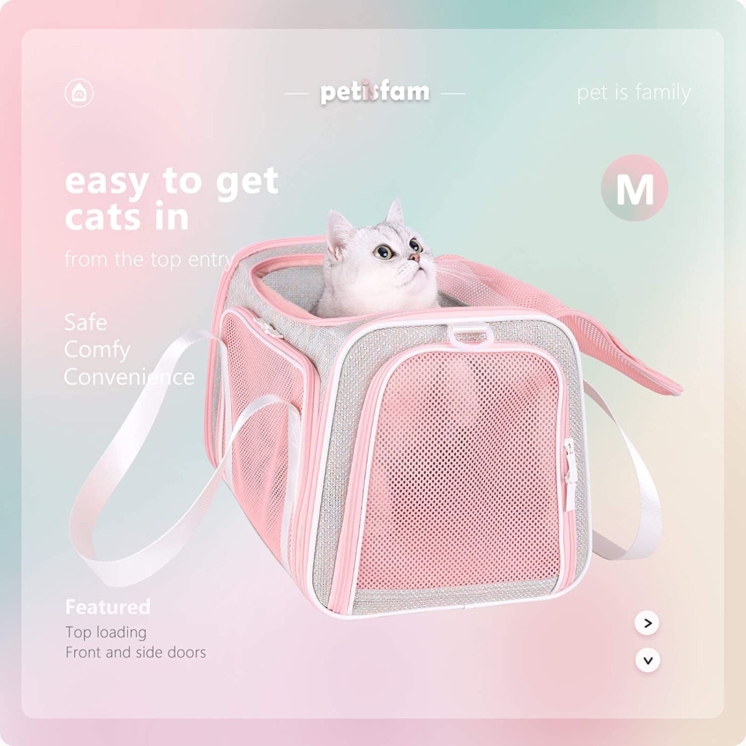 Medium Fantasy Pink Soft Travel Carrier Bag for Cats and Puppies
