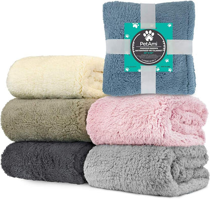Premium Waterproof Dog Blanket for Couch and Bed - Reversible Sherpa Pet Throw, Furniture Protector, Washable Cat Blanket for Small to Medium Pets (Pink Blush, 24x32)
