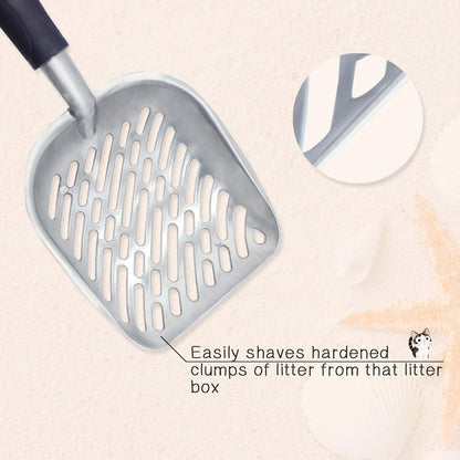 Premium Metal Cat Litter Scoop - Jumbo Size with Deep Shovel and Ergonomic Handle, Heavy Duty Solid Aluminum Construction, Navy Blue