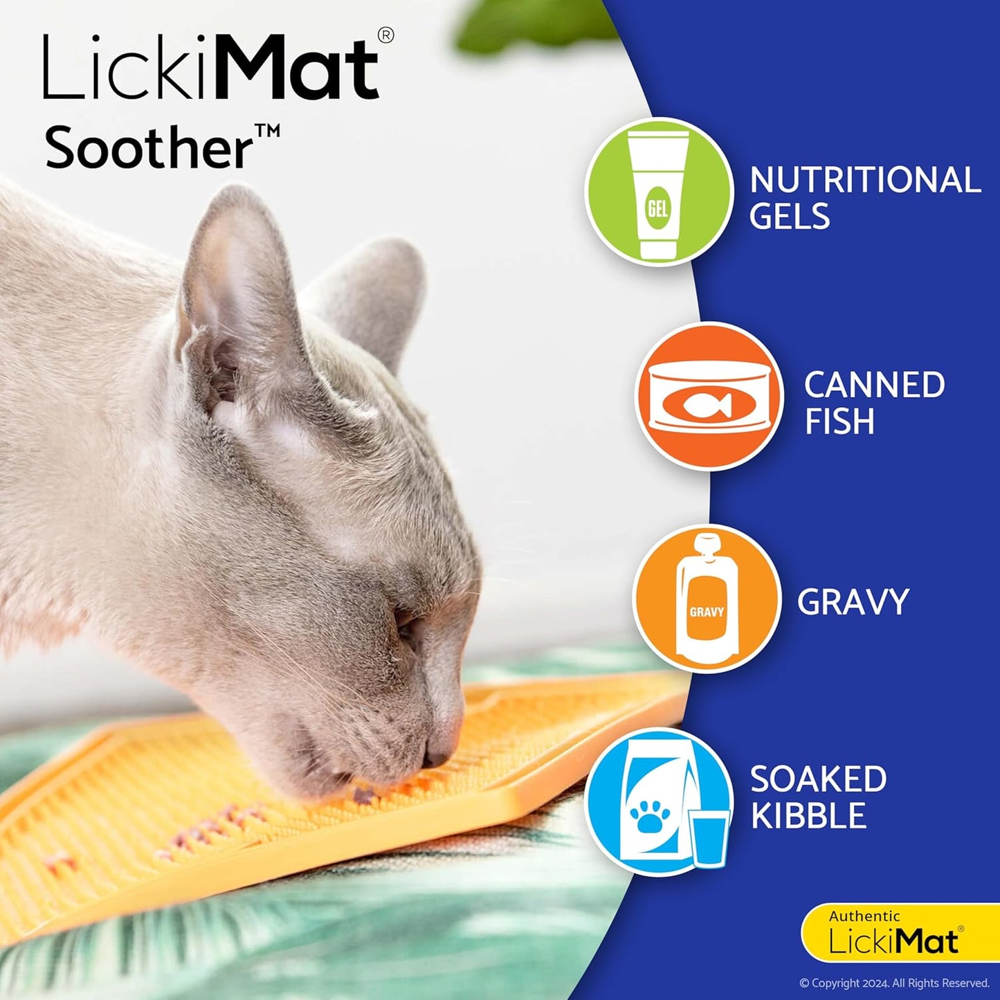 Classic Soother Cat Lick Mat and Slow Feeder for Anxiety Relief - Ideal for Food, Treats, Yogurt, or Peanut Butter - Green