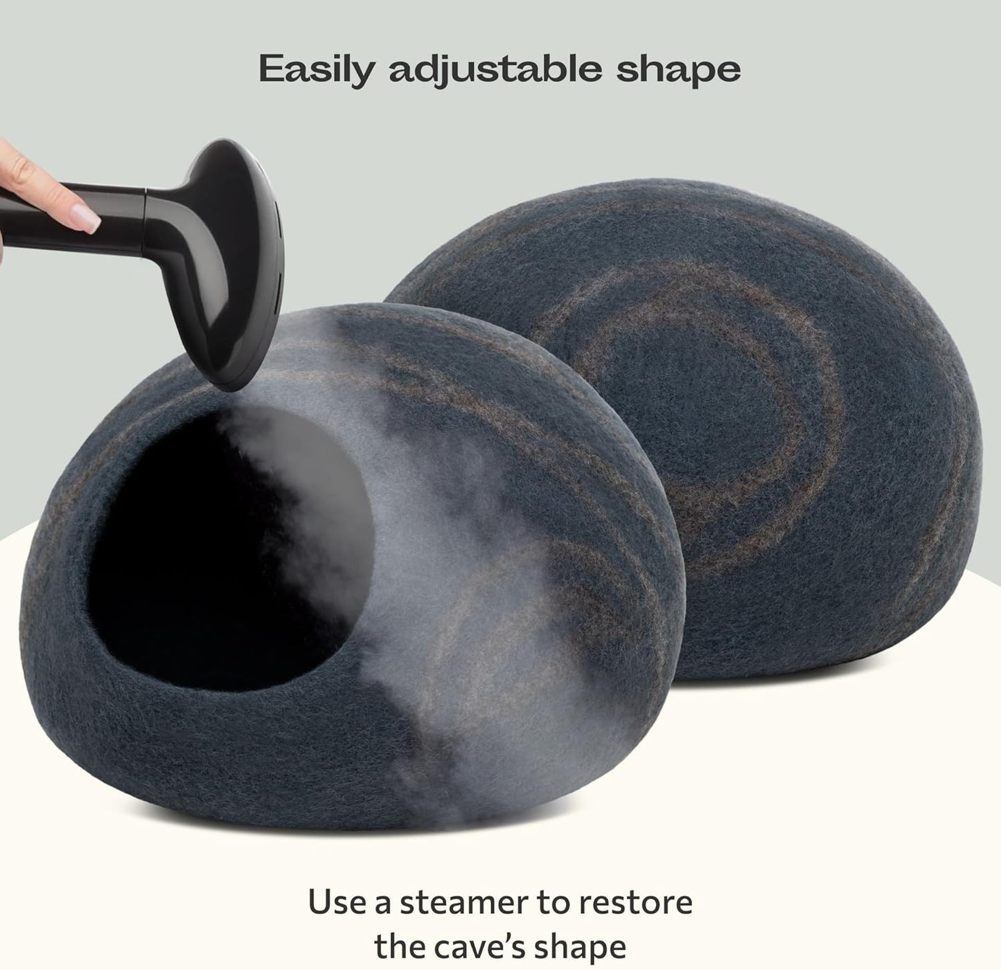 Premium Handmade Merino Wool Cat Cave Bed for Indoor Cats - Large Size in Slate Gray