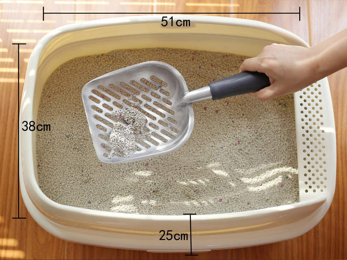 Premium Metal Cat Litter Scoop - Jumbo Size with Deep Shovel and Ergonomic Handle, Heavy Duty Solid Aluminum Construction, Navy Blue