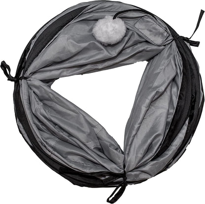 Indoor Cat Tunnel - Collapsible Pop-Up Pet Tube with Peek Holes and Ball Toy