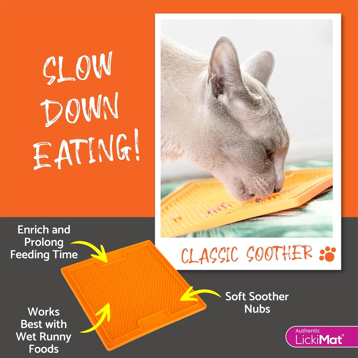 Classic Soother Cat Lick Mat and Slow Feeder for Anxiety Relief - Ideal for Food, Treats, Yogurt, or Peanut Butter - Green