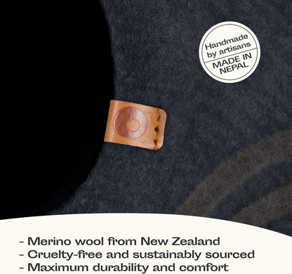 Premium Handmade Merino Wool Cat Cave Bed for Indoor Cats - Large Size in Slate Gray