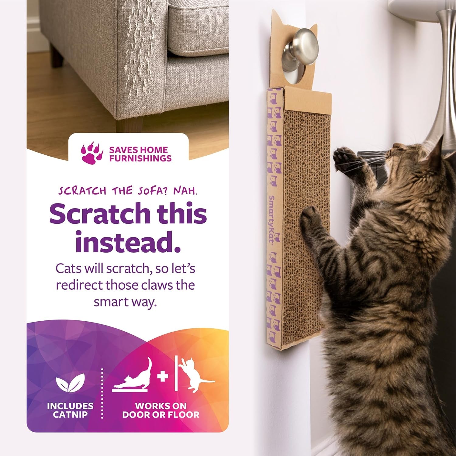 Corrugated Cat Scratcher with Catnip Infusion Technology - Brown, Single Wide