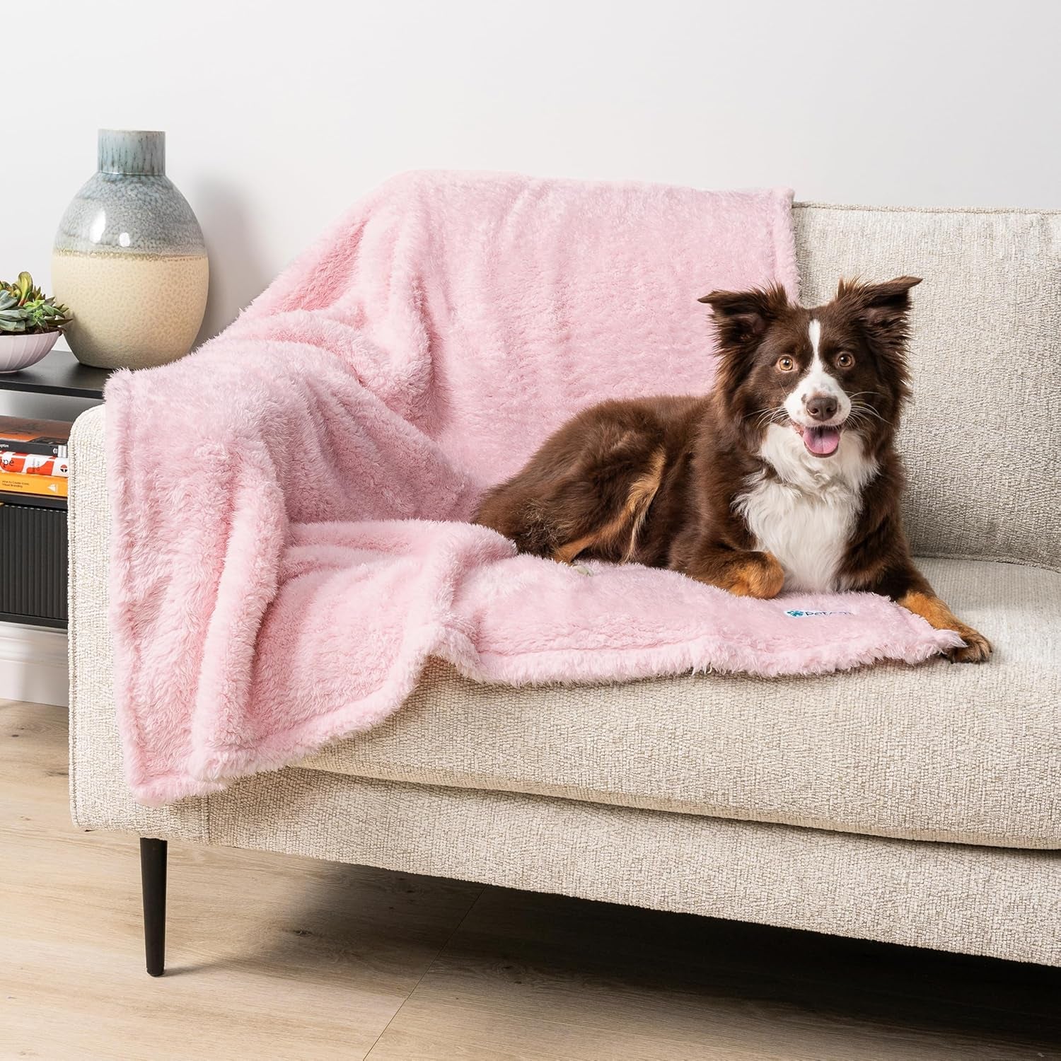 Premium Waterproof Dog Blanket for Couch and Bed - Reversible Sherpa Pet Throw, Furniture Protector, Washable Cat Blanket for Small to Medium Pets (Pink Blush, 24x32)