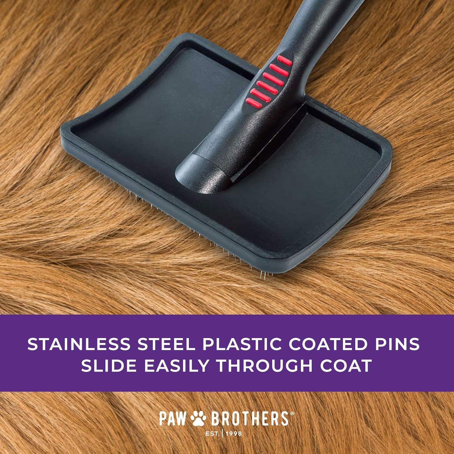 Paw Brothers Large Curved Slicker Brush for Dogs with Coated Tips for Gentle Grooming and Maximum Coverage
