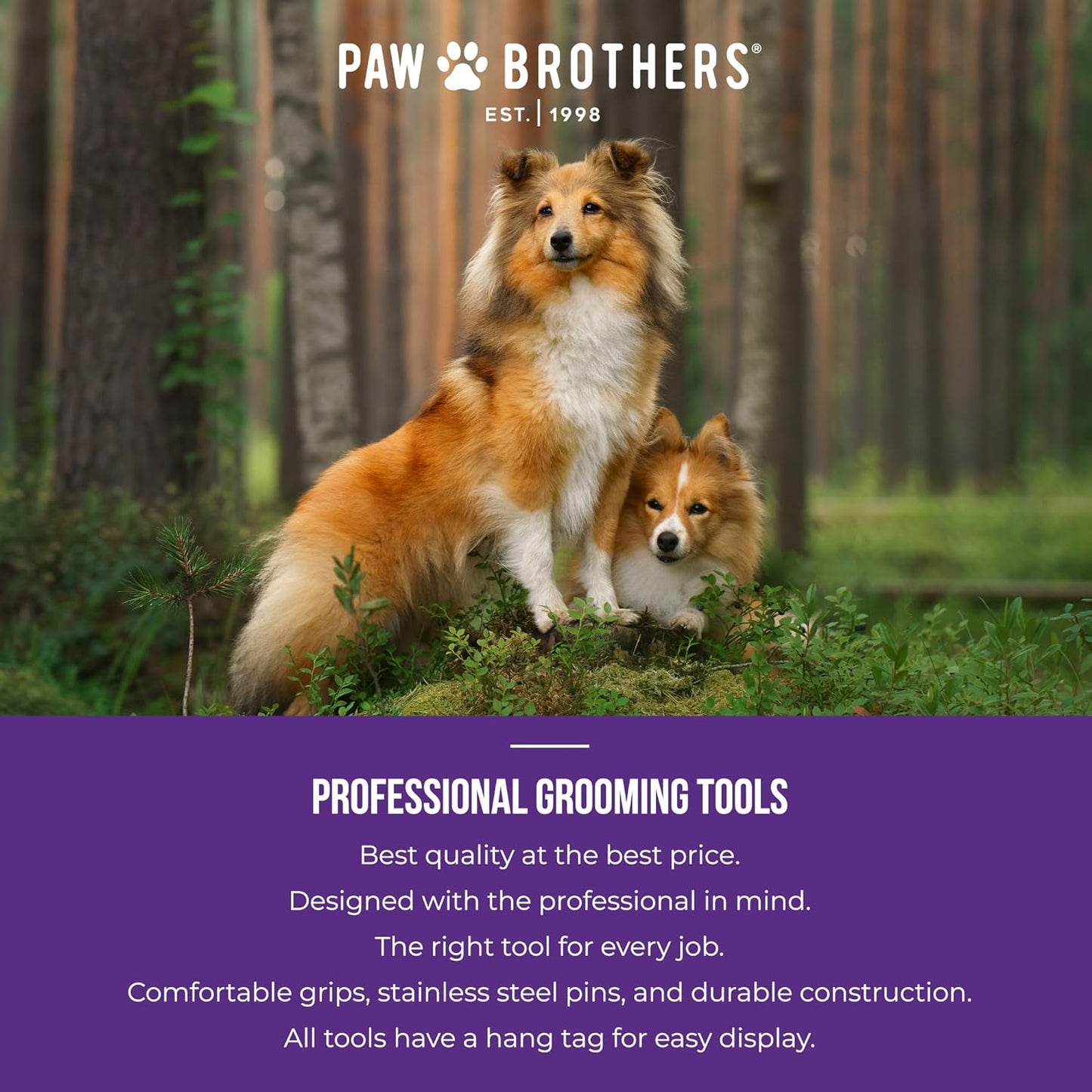 Paw Brothers Large Curved Slicker Brush for Dogs with Coated Tips for Gentle Grooming and Maximum Coverage