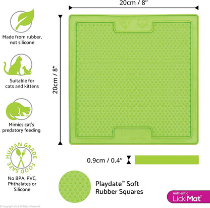 Classic Soother Cat Lick Mat and Slow Feeder for Anxiety Relief - Ideal for Food, Treats, Yogurt, or Peanut Butter - Green