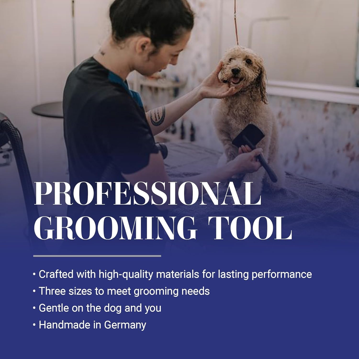 Big K Professional Slicker Brush for Dogs (Goldendoodles, Labradoodles, Poodles) - Efficient Grooming Tool for Fluffing, Detangling, and Styling, Black, Large