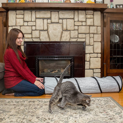Indoor Cat Tunnel - Collapsible Pop-Up Pet Tube with Peek Holes and Ball Toy