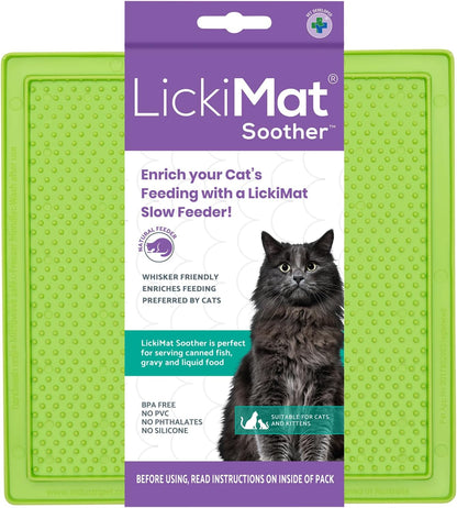 Classic Soother Cat Lick Mat and Slow Feeder for Anxiety Relief - Ideal for Food, Treats, Yogurt, or Peanut Butter - Green