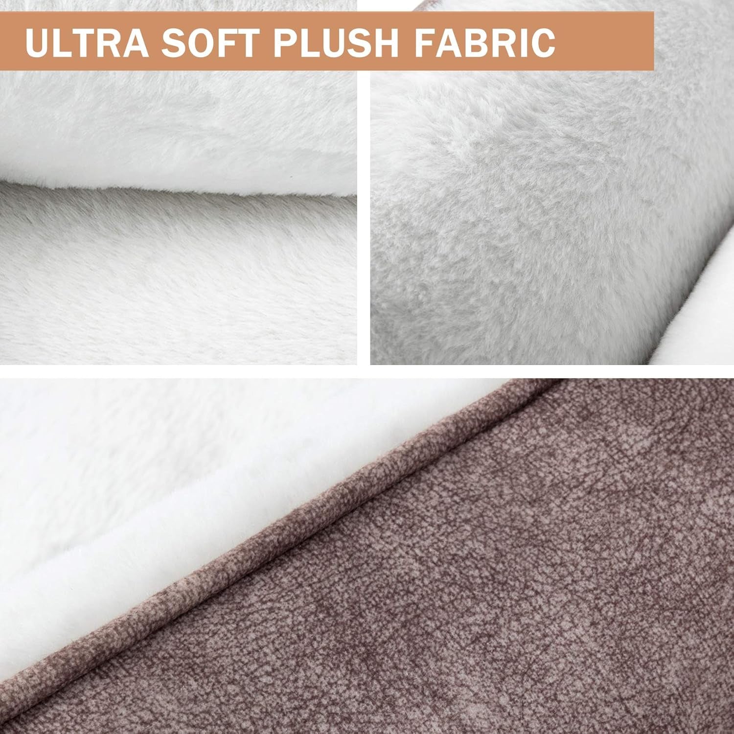 Rectangle Washable Dog Bed - Warming and Comfortable Square Pet Bed with Durable Design for Medium to Large Dogs (30 Inch, Brown)