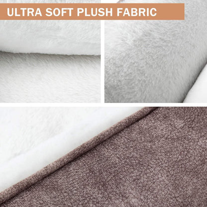 Rectangle Washable Dog Bed - Warming and Comfortable Square Pet Bed with Durable Design for Medium to Large Dogs (30 Inch, Brown)