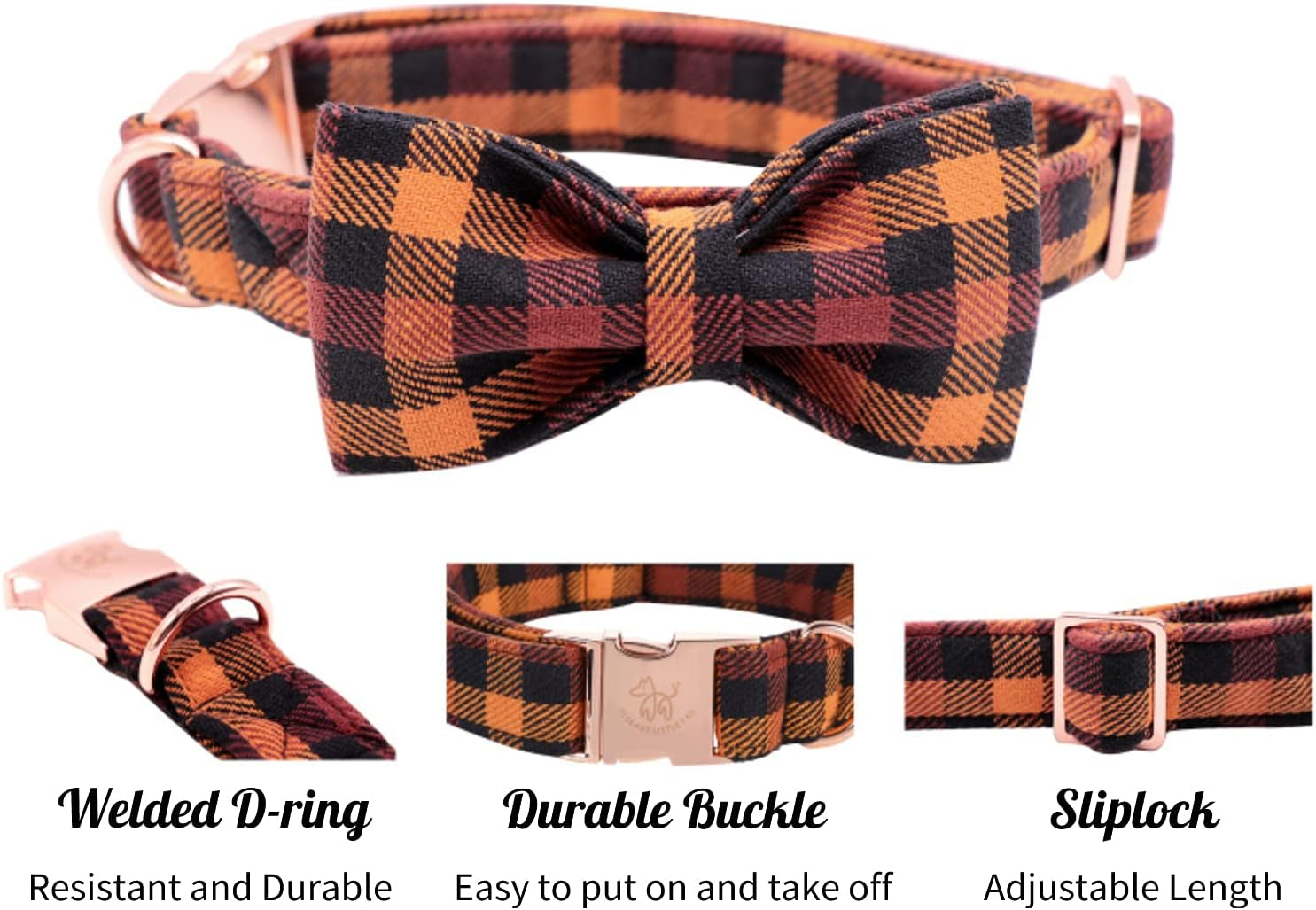 Elegant Adjustable Bowtie Dog Collar for Small, Medium, and Large Dogs - Perfect for Fall