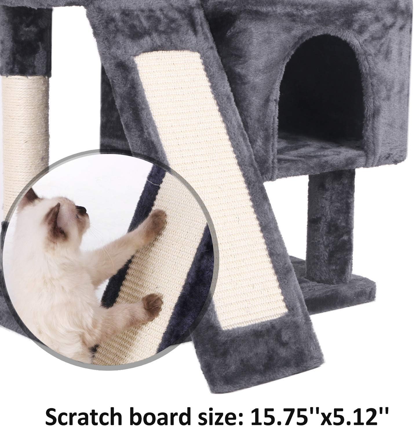 Premium Cat Tree Condo with Sisal Scratching Posts, Plush Perches, Dual Houses, and Activity Center for Kittens - Grey MMJ10B