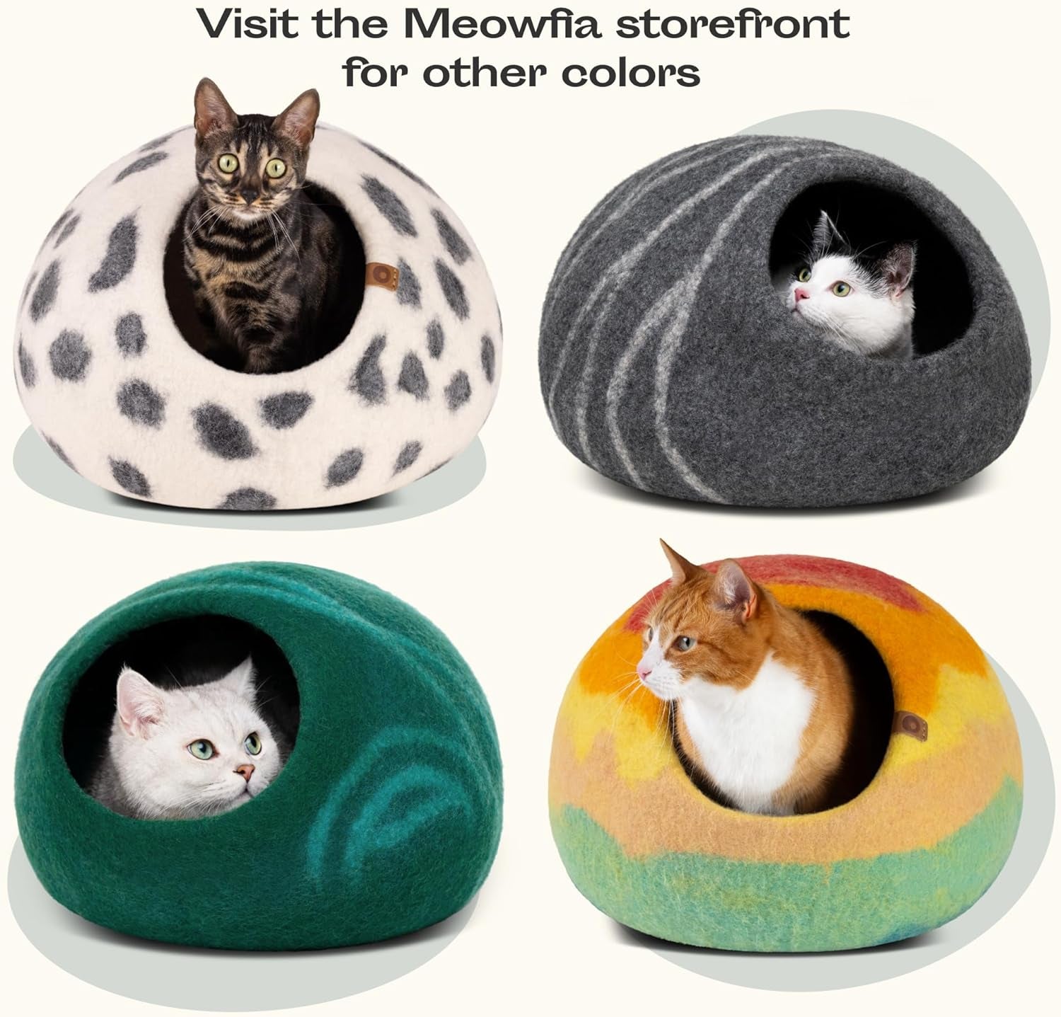 Premium Handmade Merino Wool Cat Cave Bed for Indoor Cats - Large Size in Slate Gray