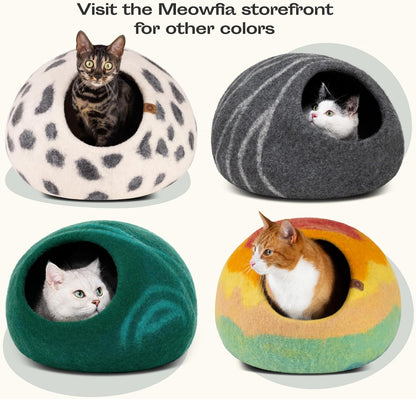 Premium Handmade Merino Wool Cat Cave Bed for Indoor Cats - Large Size in Slate Gray