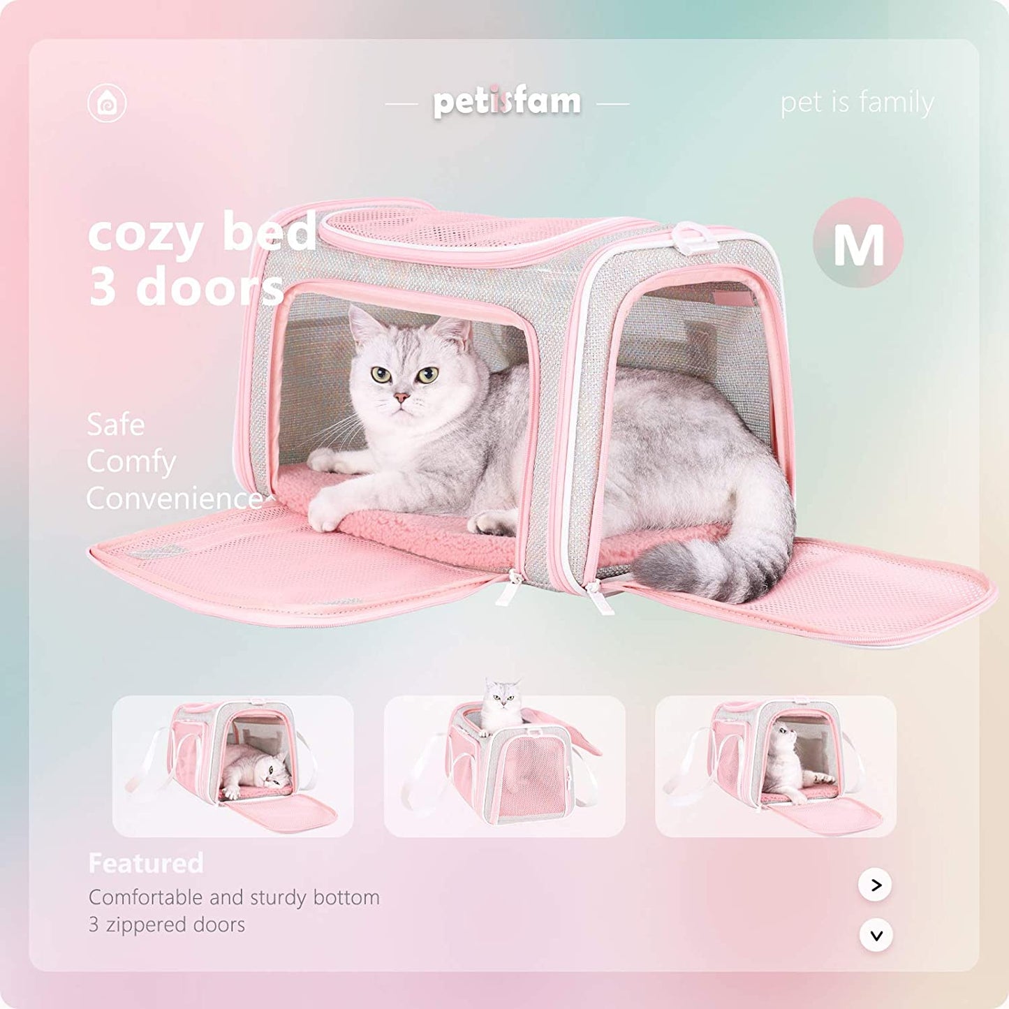 Medium Fantasy Pink Soft Travel Carrier Bag for Cats and Puppies