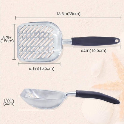 Premium Metal Cat Litter Scoop - Jumbo Size with Deep Shovel and Ergonomic Handle, Heavy Duty Solid Aluminum Construction, Navy Blue